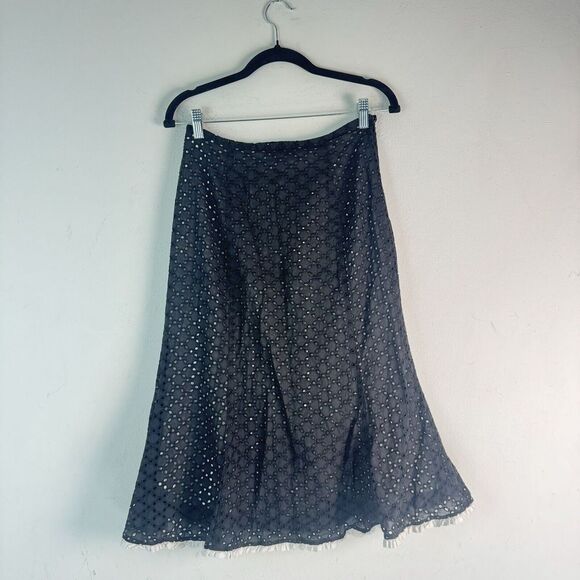 Rene Pontier NY Paris black midi flare skirt Boho Style Vintage‎ Sz 8 - Picture 1 of 11